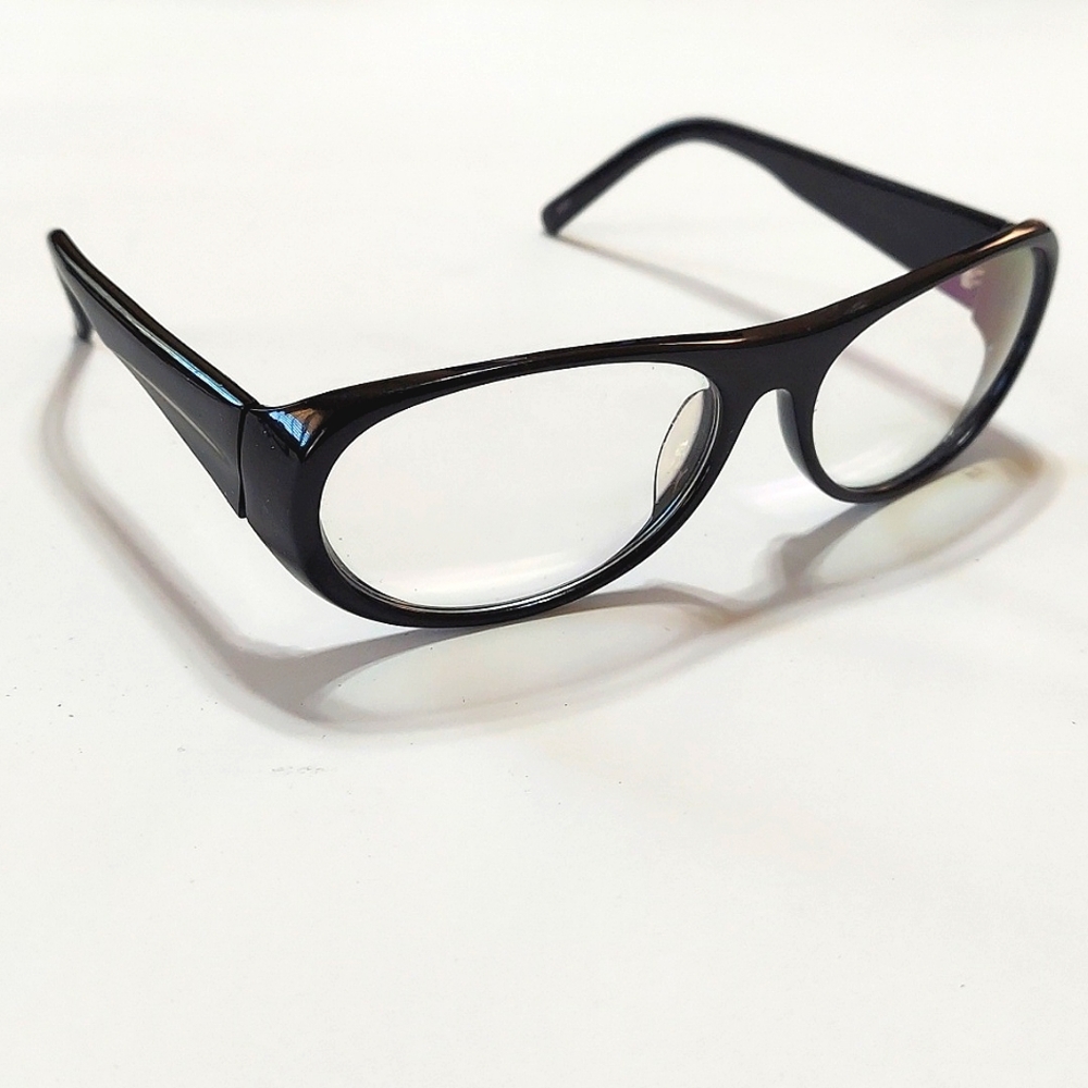 NWOT Handmade In Germany Freudenhaus Mens Jet Black Eyeglasses